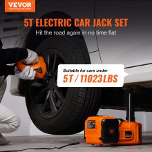 VEVOR – cric hydraulique électrique pour sol de voiture, 5 tonnes, 12V, avec clé à chocs, pompe de gonflage