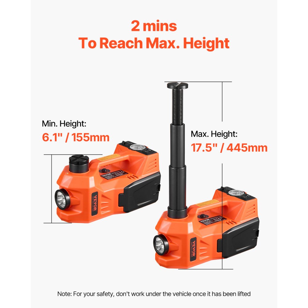 VEVOR Electric Car Jack, 5 Tons /11000 lbs, Electric Scissor Jack with Built-In Inflator, 12V Tire Change Replacement with Electric Impact Wrench & LED Light, Portable Jack kit for Sedan, SUV, Truck