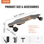 VEVOR Electric Skateboard with Remote, 25 Mph Top Speed & 11.2 Miles Max Range Skateboard Longboard, 3 Speeds Adjustment Skateboards, Easy Carry Handle Design, Suitable for Adults & Teens Beginners