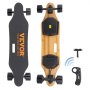 VEVOR electric longboard with black wheels, bamboo deck, and wireless remote control.