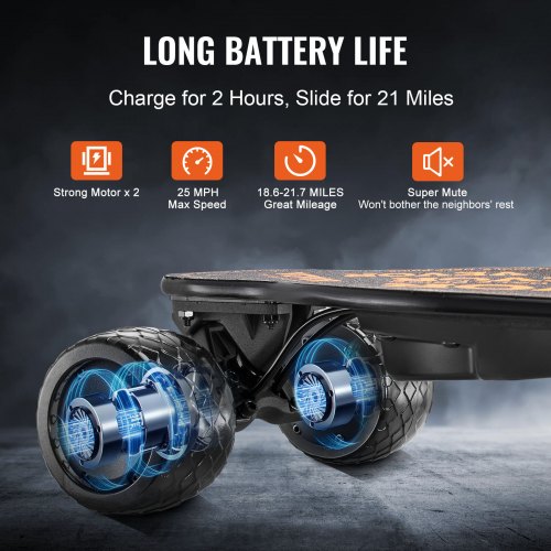 Skateboard Électrique Dualdrive-D – 42 Km/h, Autonomie 26 Km, Charge 136 Kg – Adulte Et Ado Débutant