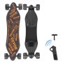 VEVOR electric longboard skateboard with wireless remote and tool, featuring large all-terrain wheels.