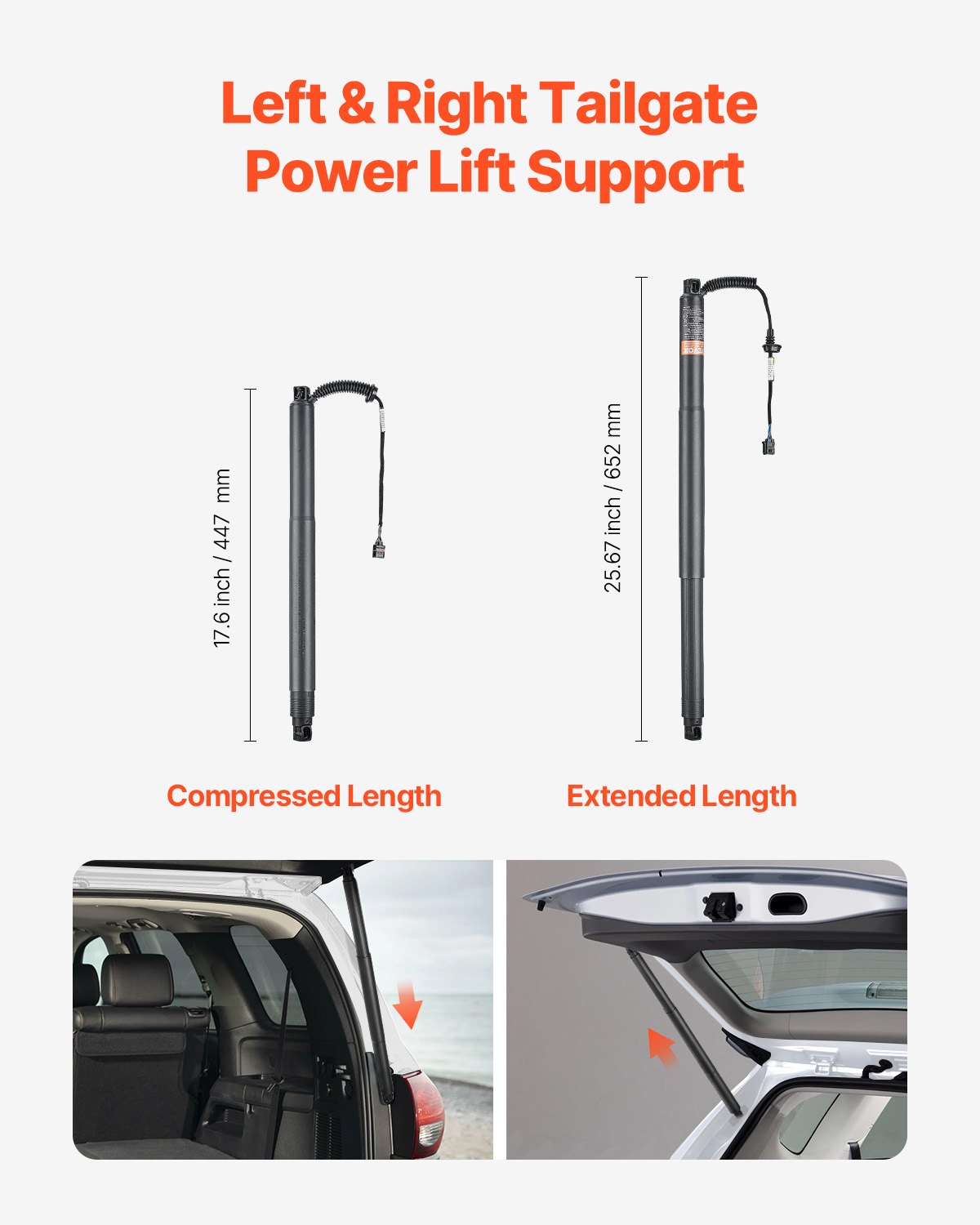 VEVOR Rear Left & Right Tailgate Power Lift Support, Compatible with 2015-2020 Skoda Superb III 3V5 Estate, Electric Tailgate Liftgate Power Hatch Shock Strut Replace OE# 3V9827851B 3V9827852B (2PCS)