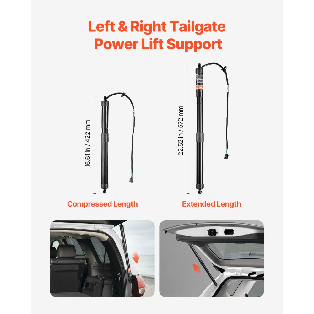 VEVOR Rear Left & Right Tailgate Power Lift Support, Compatible with 2010-2023 VW Sharan (7N,7N1,7N2), Electric Tailgate Liftgate Power Hatch Shock Strut Replace OE# 7N0827851E 7N0827851G (2PCS)