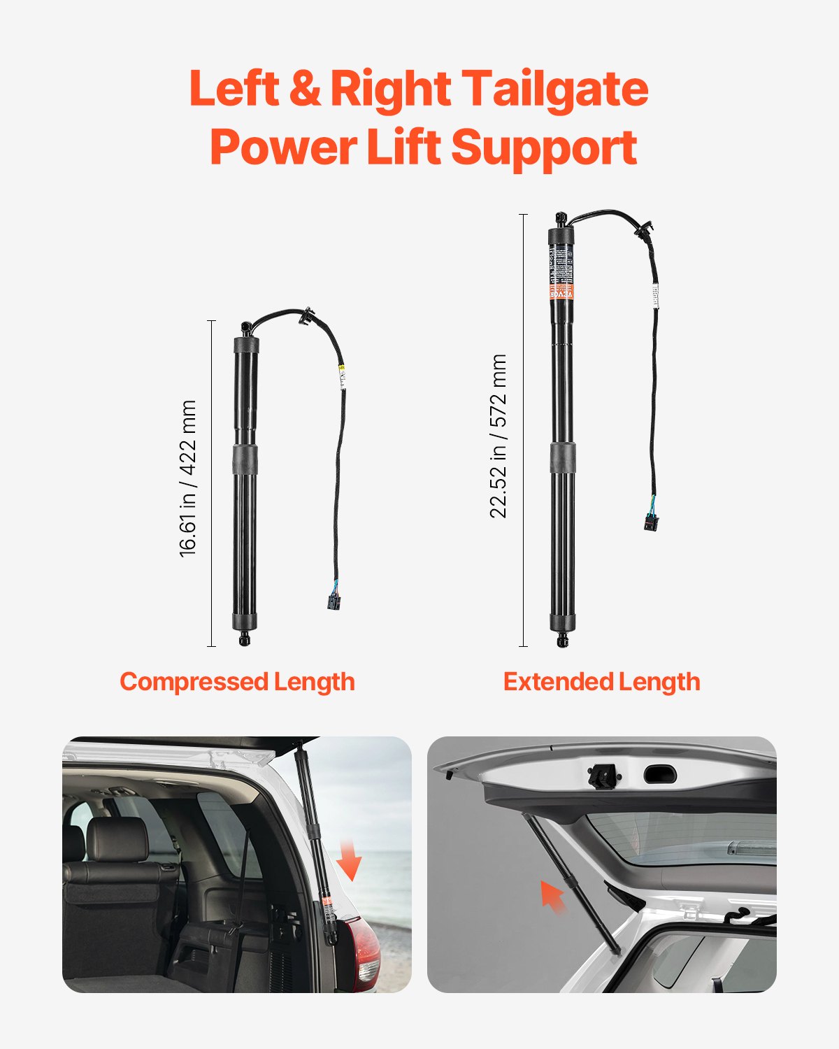 VEVOR Rear Left & Right Tailgate Power Lift Support, Compatible with 2010-2023 VW Sharan (7N,7N1,7N2), Electric Tailgate Liftgate Power Hatch Shock Strut Replace OE# 7N0827851E 7N0827851G (2PCS)