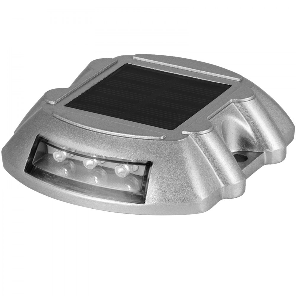 Solar Deck Lights with Swtich, Solar Driveway Lights LED Bright White, Dock Lights with Screw Outdoor Waterproof Flat for Boat, Marine, Lake, Warning