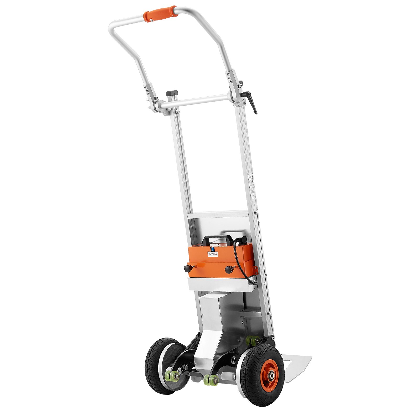 VEVOR Electric Stair Climbing Dolly, 440lbs Capacity Electric Stair Climbing Hand Trucks with 157.5in Rope & Folding Handle, Heavy Duty Stair Climber for Warehouse Logistics, Moving Furniture(Silver)