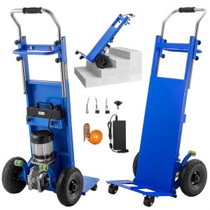 VEVOR Electric Stair Climbing Dolly, 880lbs Electric Stair Climbing Hand Trucks with 157.5in Rope & Extendable Handle, Heavy Duty Stair Climber for Warehouse Logistics, Moving Furniture(Blue) | VEVOR US