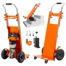 VEVOR Electric Stair Climbing Dolly, 880lbs Electric Stair Climbing Hand Trucks with 157.5in Rope & Extendable Handle, Heavy Duty Stair Climber for Warehouse Logistics, Moving Furniture(Orange)