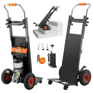 VEVOR Electric Stair Climbing Dolly, 880lbs Electric Stair Climbing Hand Trucks with 157.5in Rope & Extendable Handle, Heavy Duty Stair Climber for Warehouse Logistics, Moving Furniture(Black) | VEVOR US