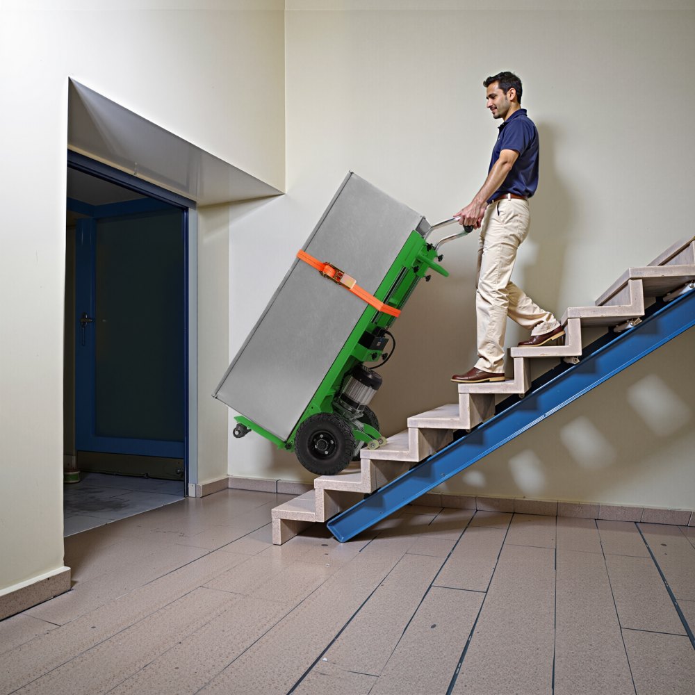 VEVOR Electric Stair Climbing Dolly, 880lbs Electric Stair Climbing Hand Trucks with 157.5in Rope & Extendable Handle, Heavy Duty Stair Climber for Warehouse Logistics, Moving Furniture(Green)