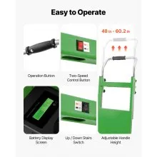 VEVOR Electric Stair Climbing Dolly, 880lbs Electric Stair Climbing Hand Trucks with 157.5in Rope & Extendable Handle, Heavy Duty Stair Climber for Warehouse Logistics, Moving Furniture(Green)