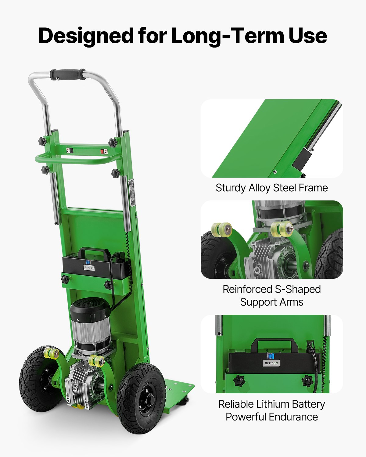 VEVOR Electric Stair Climbing Dolly, 880lbs Electric Stair Climbing Hand Trucks with 157.5in Rope & Extendable Handle, Heavy Duty Stair Climber for Warehouse Logistics, Moving Furniture(Green)