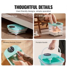 VEVOR Collapsible Foot Spa Bath Massager 95°F - 118°F Pedicure Foot Bath Tub