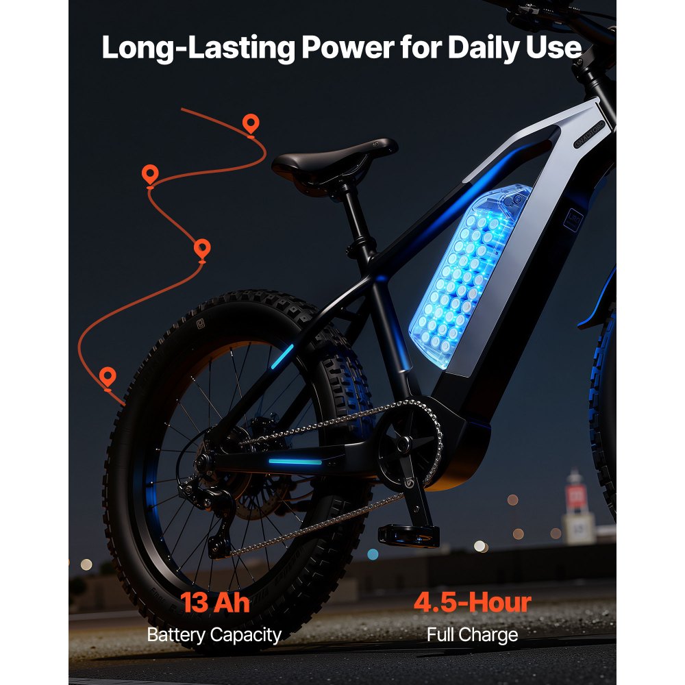 VEVOR Ebike Battery, 48V 13Ah Electric Bike Lithium Battery Pack with BMS, 3A Charger and Lock for 1000W E-Bike Motor, Detachable Electric Bicycle Replacement Kit with Indicator & Discharge Socket