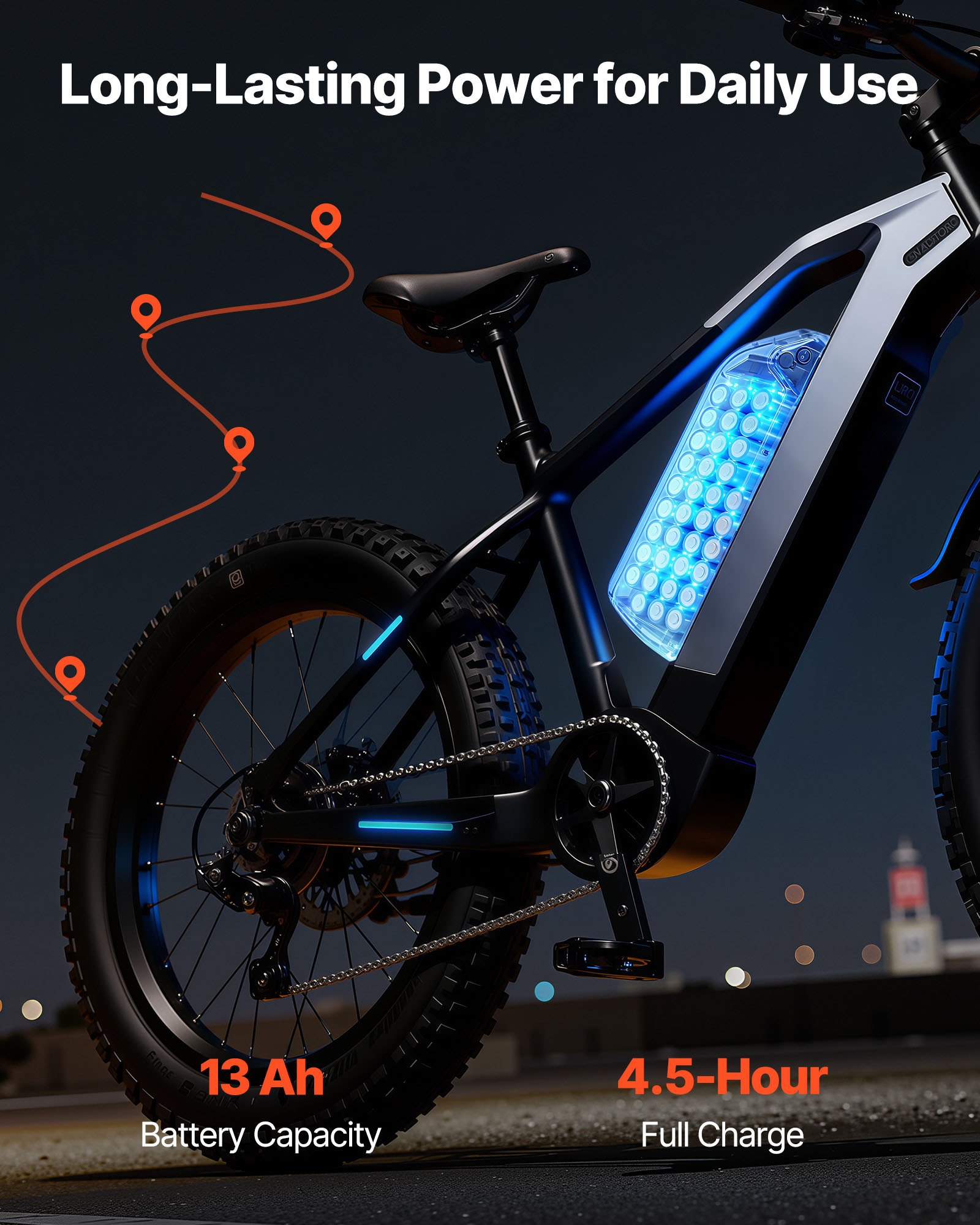 VEVOR Ebike Battery, 48V 13Ah Electric Bike Lithium Battery Pack with BMS, 3A Charger and Lock for 1000W E-Bike Motor, Detachable Electric Bicycle Replacement Kit with Indicator & Discharge Socket