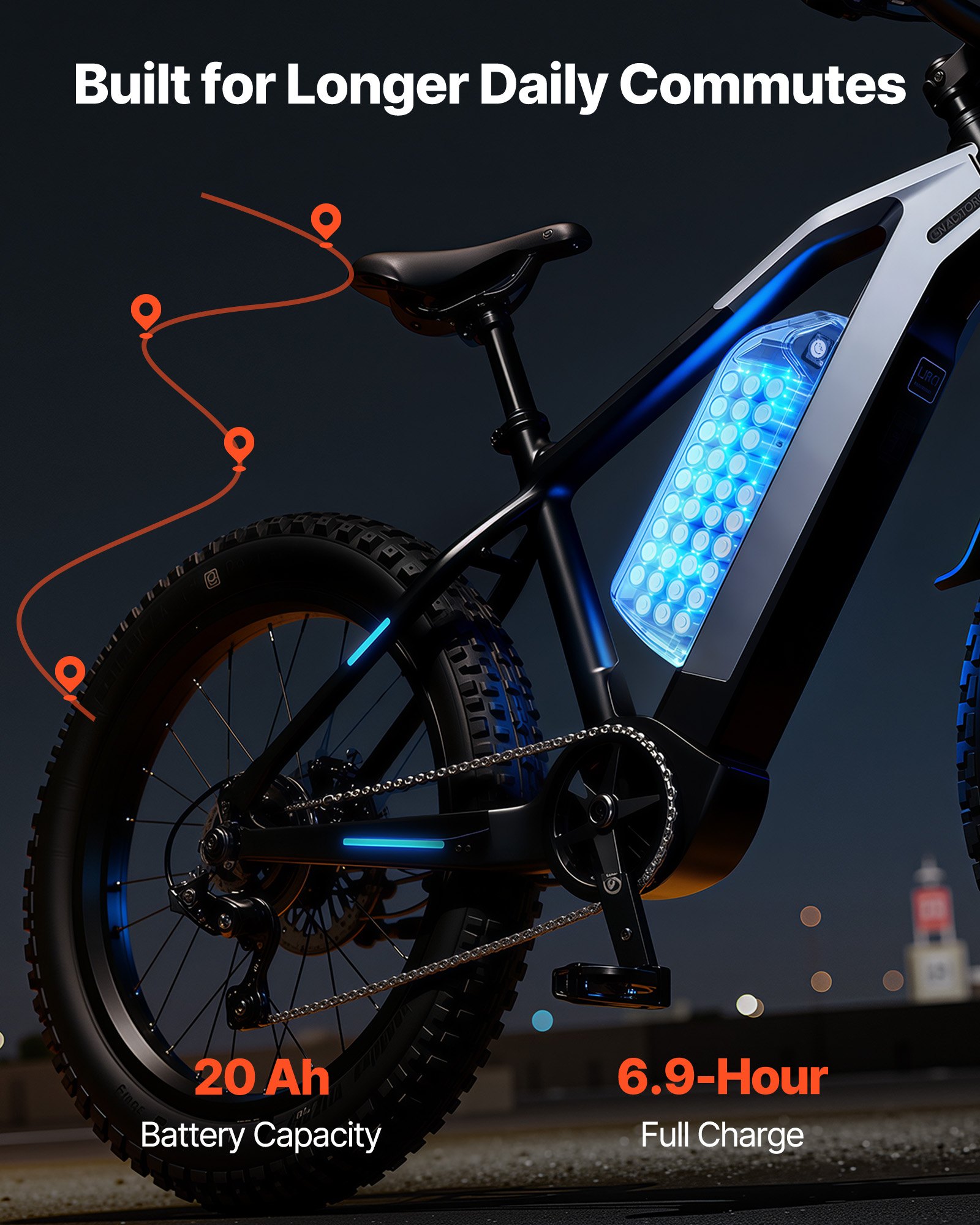 VEVOR Ebike Battery, 48V 20Ah Electric Bike Lithium Battery Pack with BMS, USB Charge Port, 3A Charger & Lock for 1500W E-Bike Motor, Detachable Electric Bicycle Replacement Kit with Discharge Socket