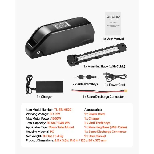 Ebike Battery 52V 48V 36V 10Ah 12.5Ah 15Ah 20Ah Electric BiKE Scooter - View #10