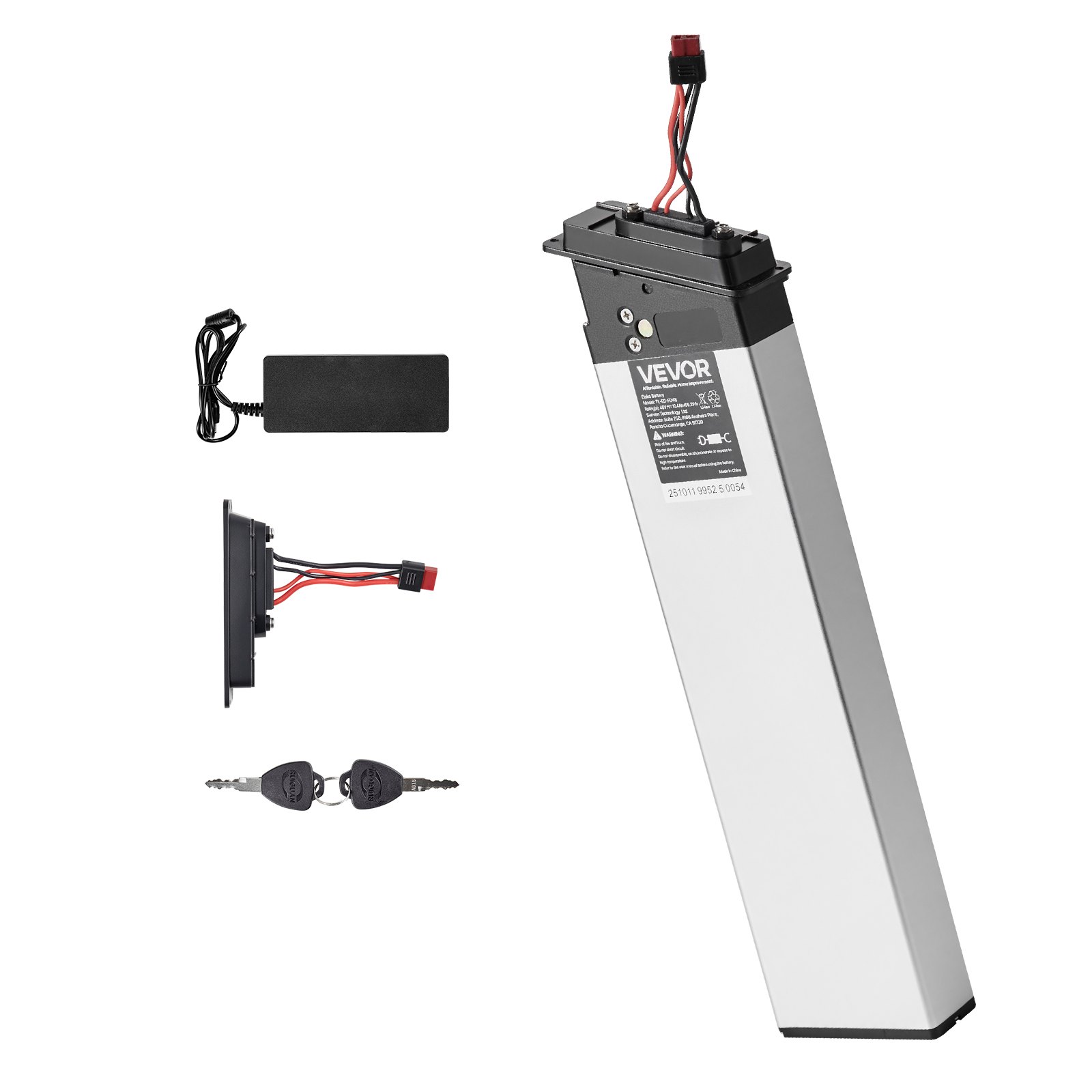 VEVOR Folding Ebike Battery, 48V 10.4Ah Electric Bike Lithium Battery Pack with BMS, 3A Charger, Lock for 1000W E-Bike Motor, Detachable Electric Bicycle Replacement Kit with Handle & Discharge Socket