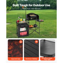 Camping Kitchen Table Portable Outdoor Cook Station Storage Windshield Aluminum