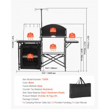Camping Kitchen Table Portable Outdoor Cook Station Storage Windshield Aluminum