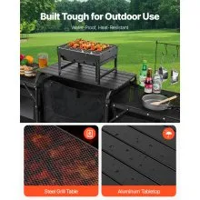 VEVOR Camping Kitchen Table Portable Outdoor Cook Station Windshield Cupboards