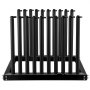 black VEVOR windshield rack with multiple vertical slots for safe storage.
