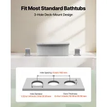 VEVOR Roman Tub Faucet, 3 Hole Waterfall Bathtub Faucet, Bath Tubs Faucets Set with 2 Handles, Deck Mount Bath Tub Faucets Set for Adult Bathing, Silver, Waterfall Spout Design, Temperature Control