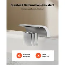 VEVOR Roman Tub Faucet, 3 Hole Waterfall Bathtub Faucet, Bath Tubs Faucets Set with 2 Handles, Deck Mount Bath Tub Faucets Set for Adult Bathing, Silver, Waterfall Spout Design, Temperature Control