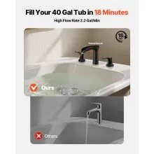VEVOR Roman Tub Faucet 3 Hole Waterfall Bathtub Faucet Zinc Alloy 2 Handles