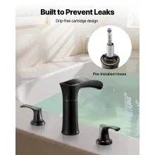 VEVOR Roman Tub Faucet 3 Hole Zinc Alloy Waterfall Bathtub Faucet with 2 Handles