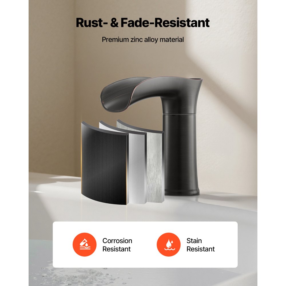 VEVOR Roman Tub Faucet, 3 Hole Waterfall Bathtub Faucet, Zinc Alloy Bath Tubs Faucets Set with 2 Handles, Deck Mount Bath Tub Faucets Set for Pet Washing, Adult Bathing, Oil-Rubbed Bronze, Drip-Free