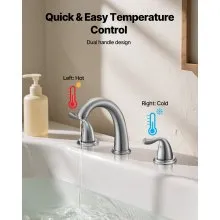 VEVOR Roman Tub Faucet, 3 Hole Waterfall Bathtub Faucet, Gooseneck Bath Tubs Faucets Set with 2 Handles, Deck Mount Bath Tub Faucets Set for Adult Bathing, Brushed Stainless Steel, High Arc Spout