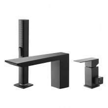 VEVOR Roman Tub Faucet, 3 Hole Waterfall Bathtub Faucet,  Roman Bathtub Faucets Set with Shower Head & 1 Handle, Romans Bathtub Faucets for Pet Washing, Adult Bathing, Matte Black, Stainless Steel