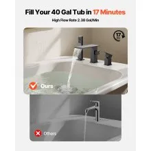 VEVOR Roman Tub Faucet 3 Hole Waterfall Bathtub Faucet with Shower Head 1 Handle