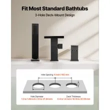 VEVOR Roman Tub Faucet 3 Hole Waterfall Bathtub Faucet with Shower Head 1 Handle
