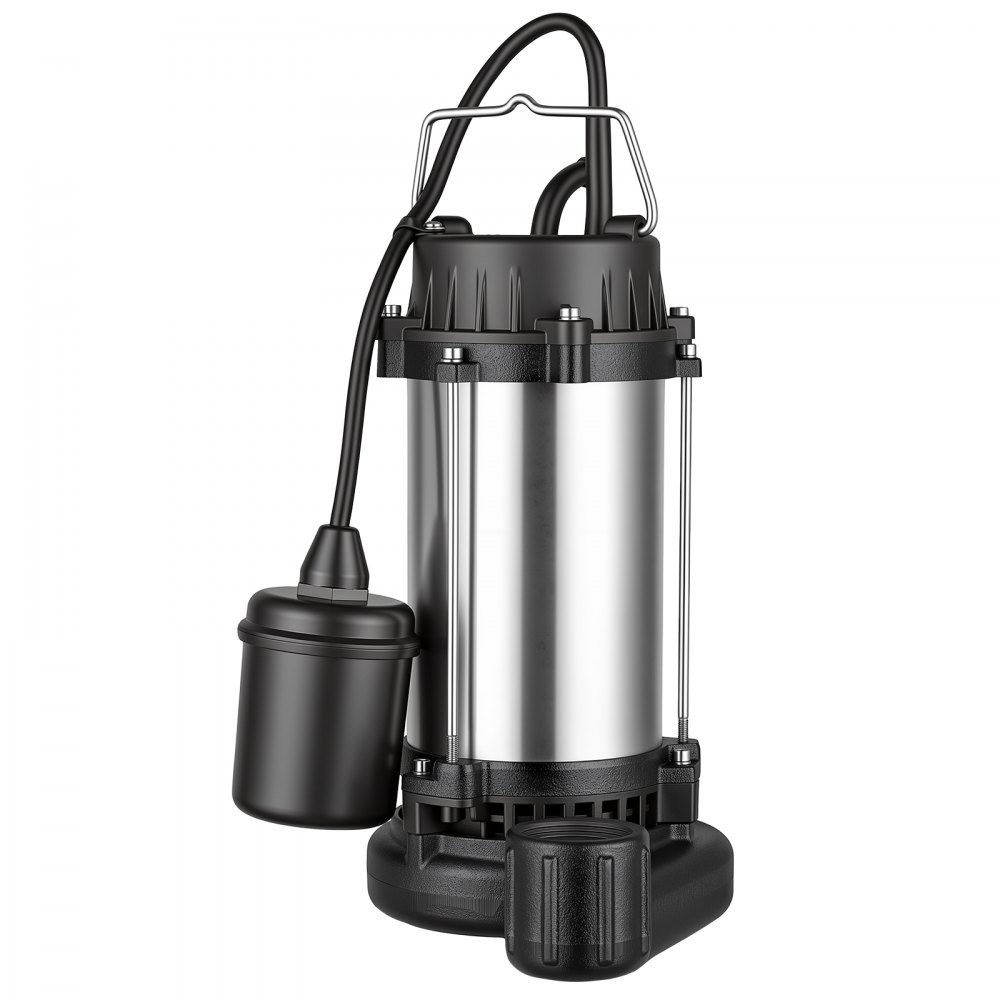 VEVOR Submersible Sump Pump 1 HP 5300 GPH Max Stainless Steel Sewage Pump, for Basement Septic Tank Residential Effluent, with Automatic Tethered Float Switch, 1.5-Inch NPT Discharge, 36 ft Max Lift