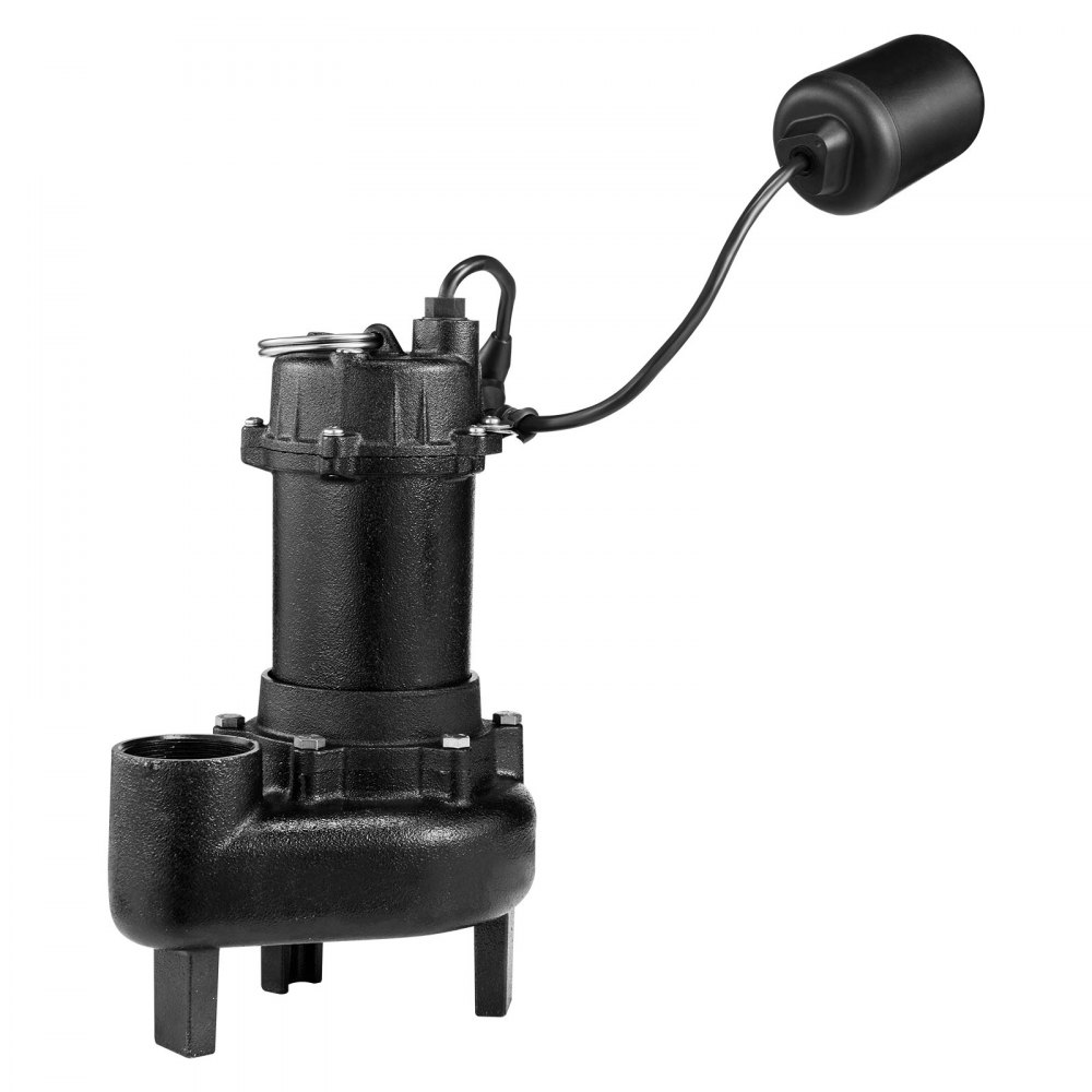 VEVOR Submersible Sewage Pump, 1/2 HP, 6000 GPH Cast Iron Sewage/Effluent Pump with Automatic Tethered Float Switch, 2-Inch NPT Discharge, 120V, 25 ft Max Lift, for Basement, Septic Tank, Residential