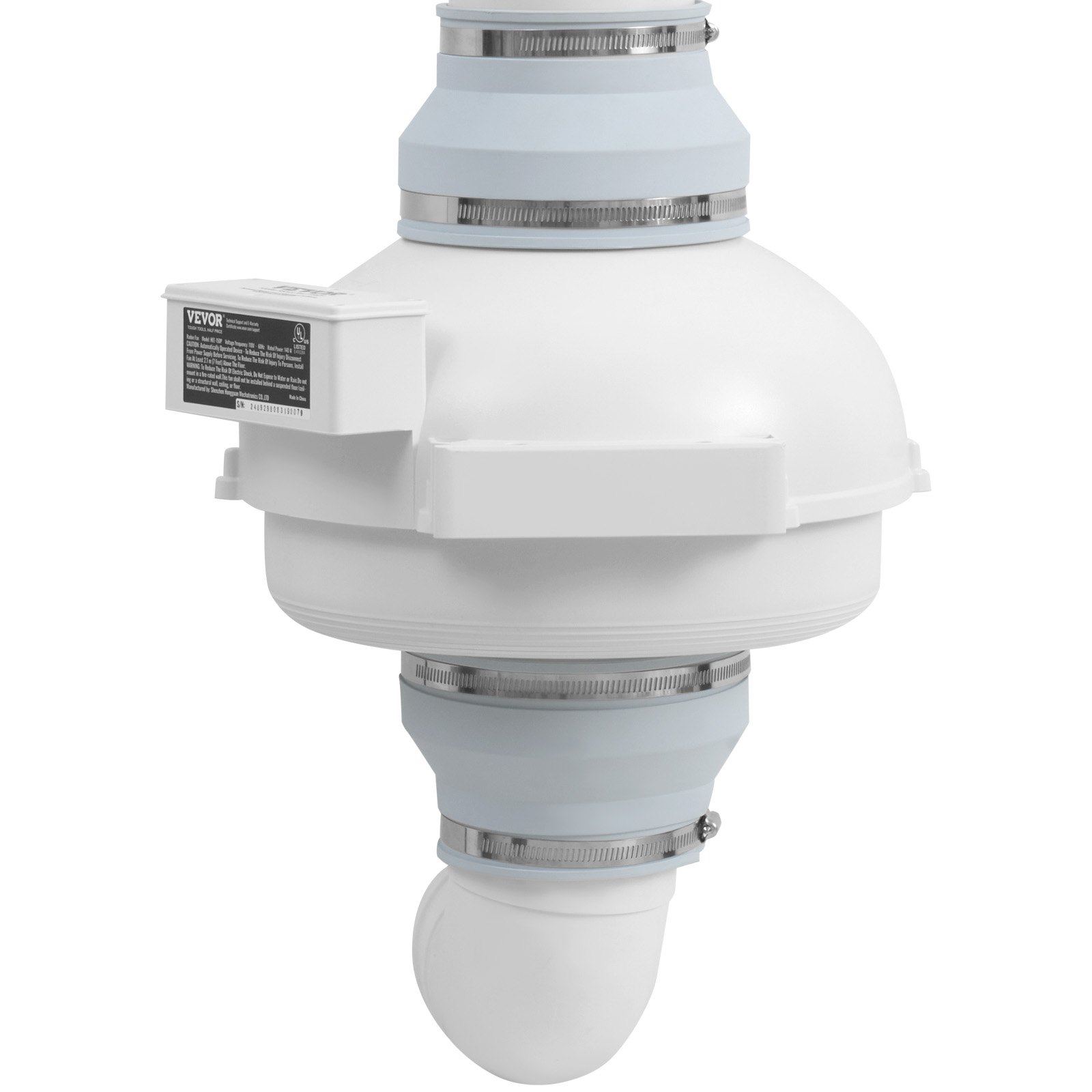 VEVOR 6" to 4.5" Radon Mitigation Fan System Kit Quiet 380 CFM Inline Duct Fan