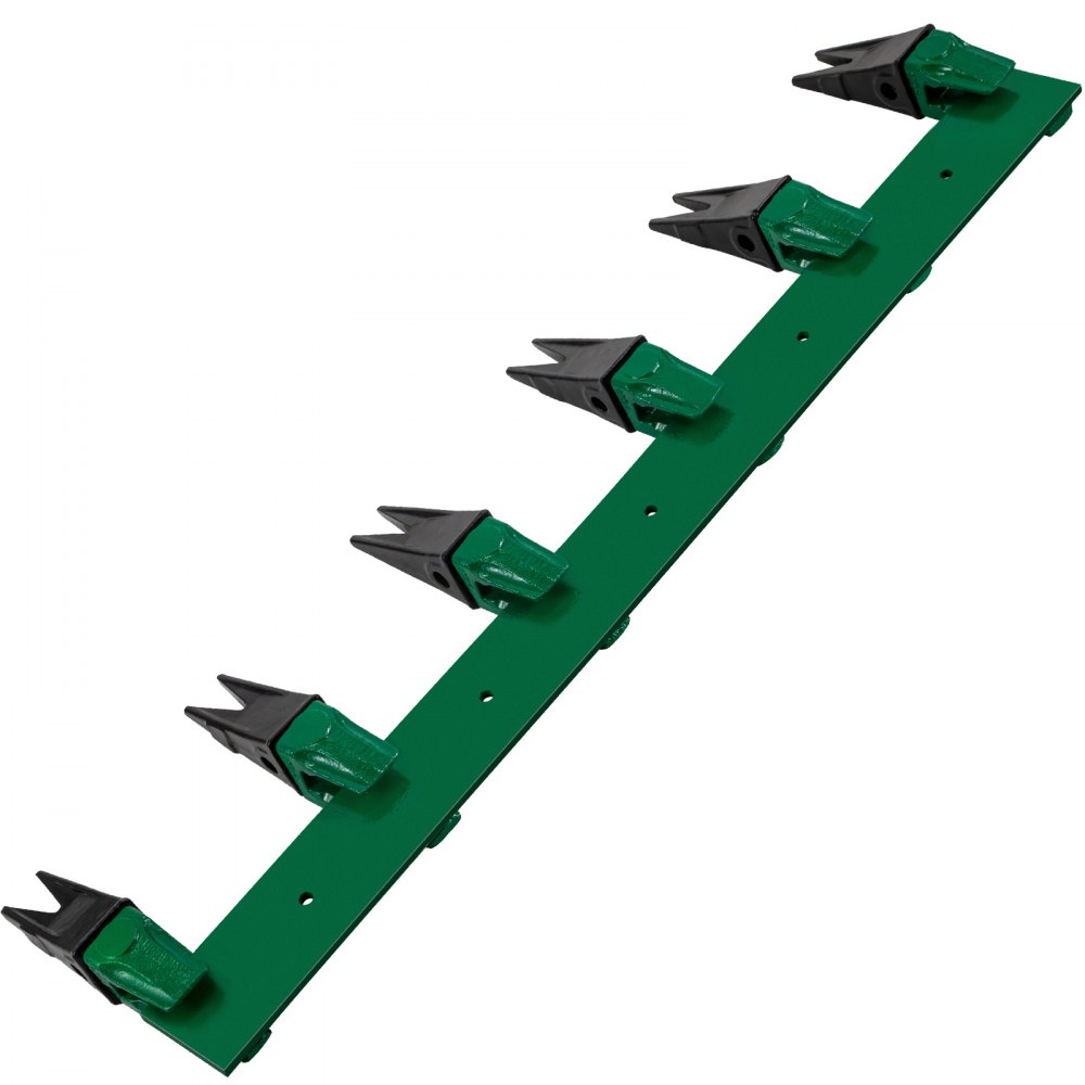 VEVOR Bucket Tooth Bar, 46'' Bolt on Tooth Bar, with 6 Weld-on Shanks and 7'' Long Replaceable Tooth, Heavy Duty Cast Iron Design, Clamp-On for Tractor Loader Bucket - No Drilling Required