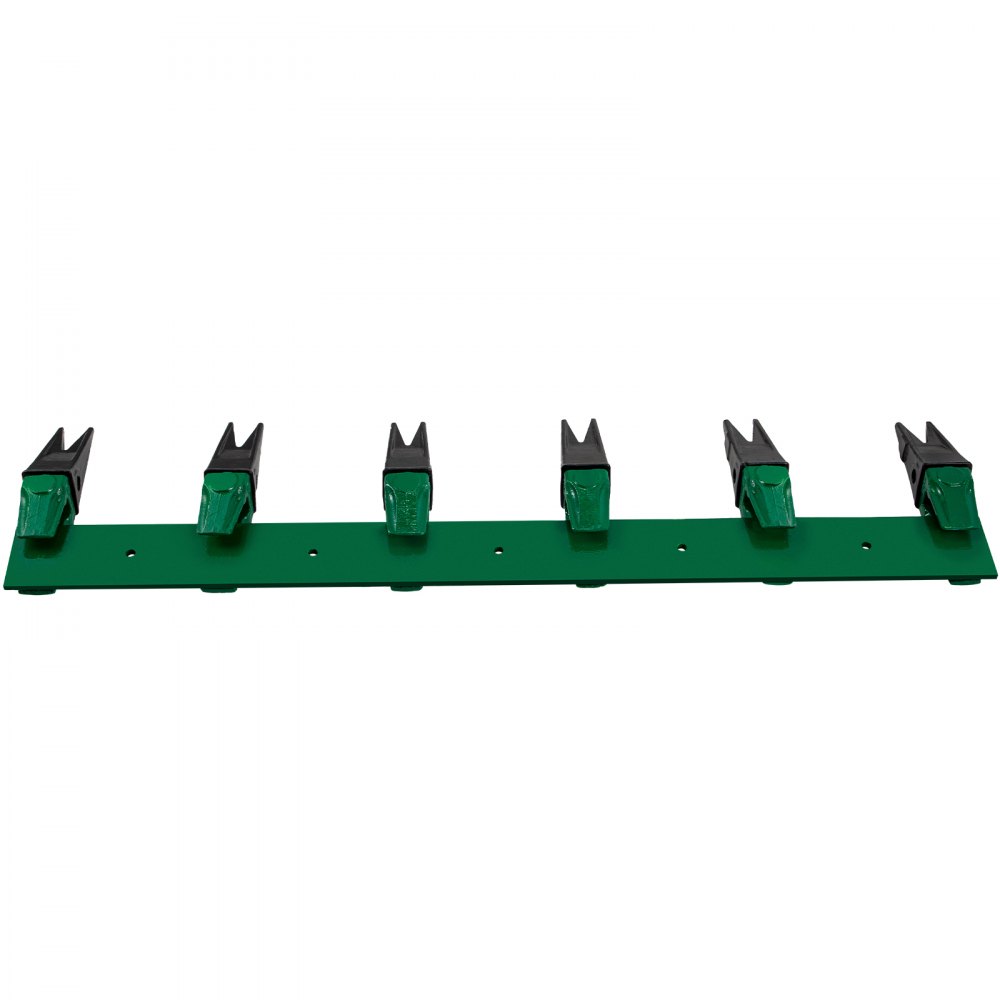 VEVOR Bucket Tooth Bar, 46'' Bolt on Tooth Bar, with 6 Weld-on Shanks and 7'' Long Replaceable Tooth, Heavy Duty Cast Iron Design, Clamp-On for Tractor Loader Bucket - No Drilling Required