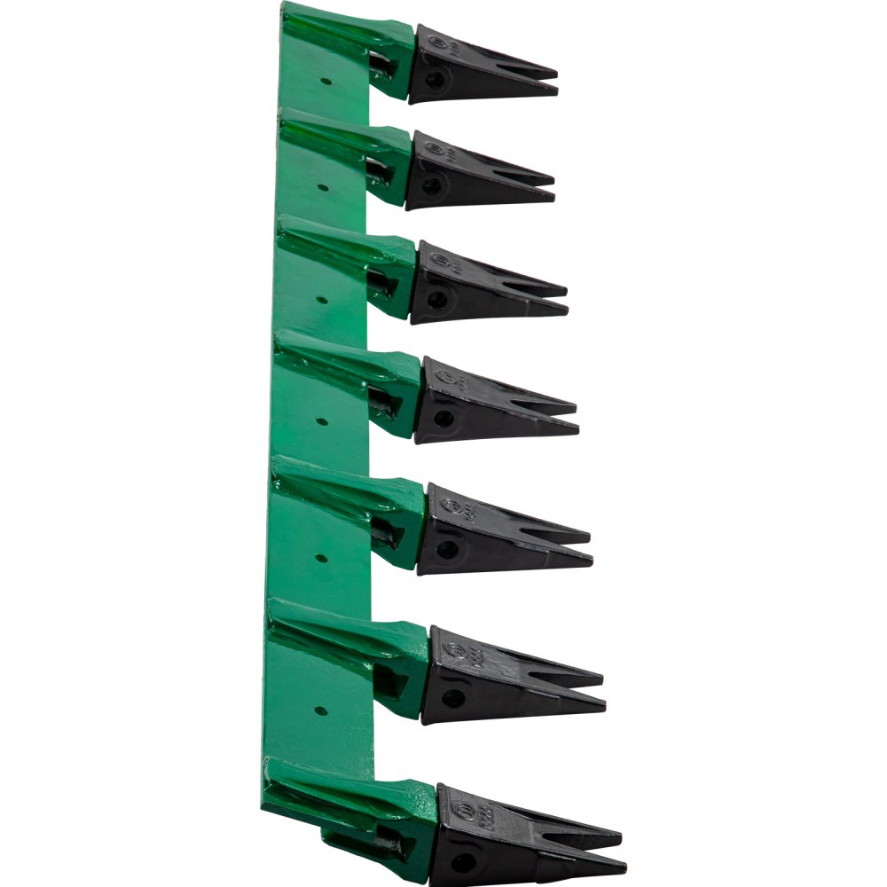 VEVOR Bucket Tooth Bar, 58'' Bolt on Tooth Bar, with 7 Weld-on Shanks and 7'' Long Replaceable Tooth, Heavy Duty Cast Iron Design, Clamp-On for Tractor Loader Bucket - No Drilling Required