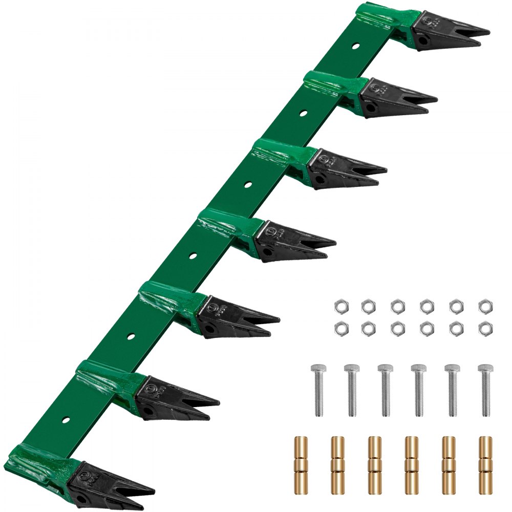 VEVOR Bucket Tooth Bar, 61'' Bolt on Tooth Bar, with 7 Weld-on Shanks and 7'' Long Replaceable Tooth, Heavy Duty Cast Iron Design, Clamp-On for Tractor Loader Bucket - No Drilling Required