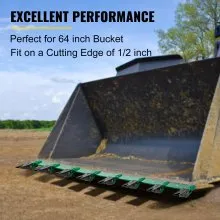 VEVOR Bucket Tooth Bar, 64\'\' Bolt on Tooth Bar, with 8 Weld-on Shanks and 7\'\' Long Replaceable Tooth, Heavy Duty Cast Iron Design, Clamp-On for Tractor Loader Bucket - No Drilling Required