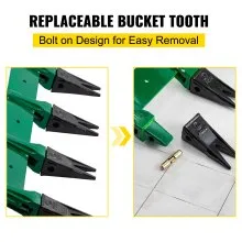 VEVOR Bucket Tooth Bar, 64\'\' Bolt on Tooth Bar, with 8 Weld-on Shanks and 7\'\' Long Replaceable Tooth, Heavy Duty Cast Iron Design, Clamp-On for Tractor Loader Bucket - No Drilling Required