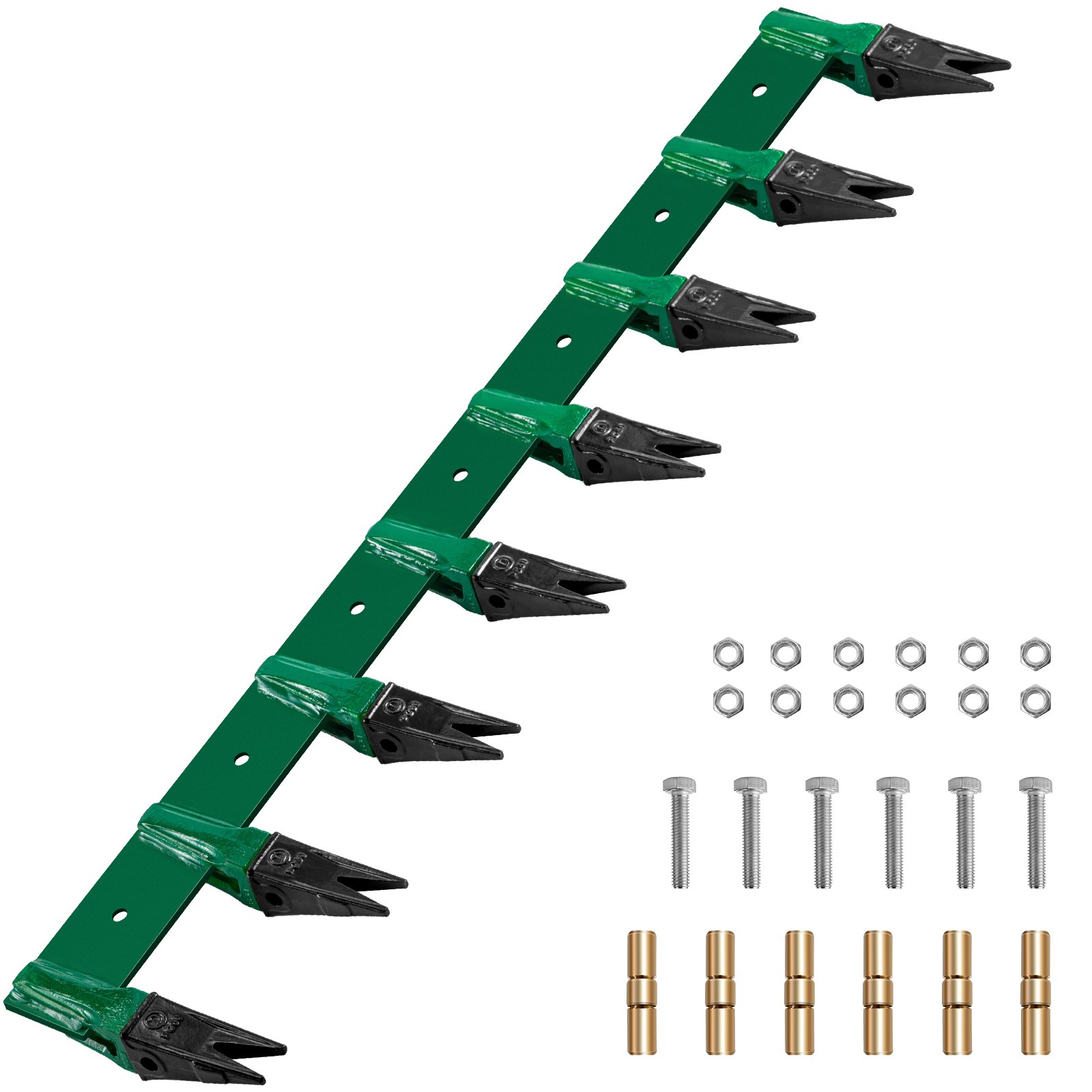 VEVOR Bucket Tooth Bar, 64\'\' Bolt on Tooth Bar, with 8 Weld-on Shanks and 7\'\' Long Replaceable Tooth, Heavy Duty Cast Iron Design, Clamp-On for Tractor Loader Bucket - No Drilling Required