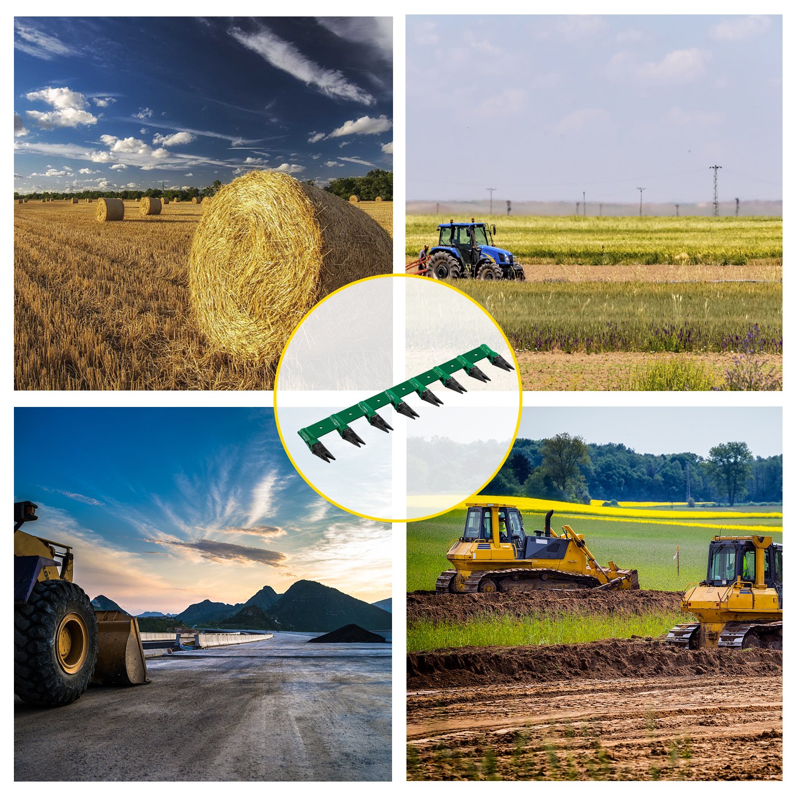 VEVOR Bucket Tooth Bar, 64\'\' Bolt on Tooth Bar, with 8 Weld-on Shanks and 7\'\' Long Replaceable Tooth, Heavy Duty Cast Iron Design, Clamp-On for Tractor Loader Bucket - No Drilling Required