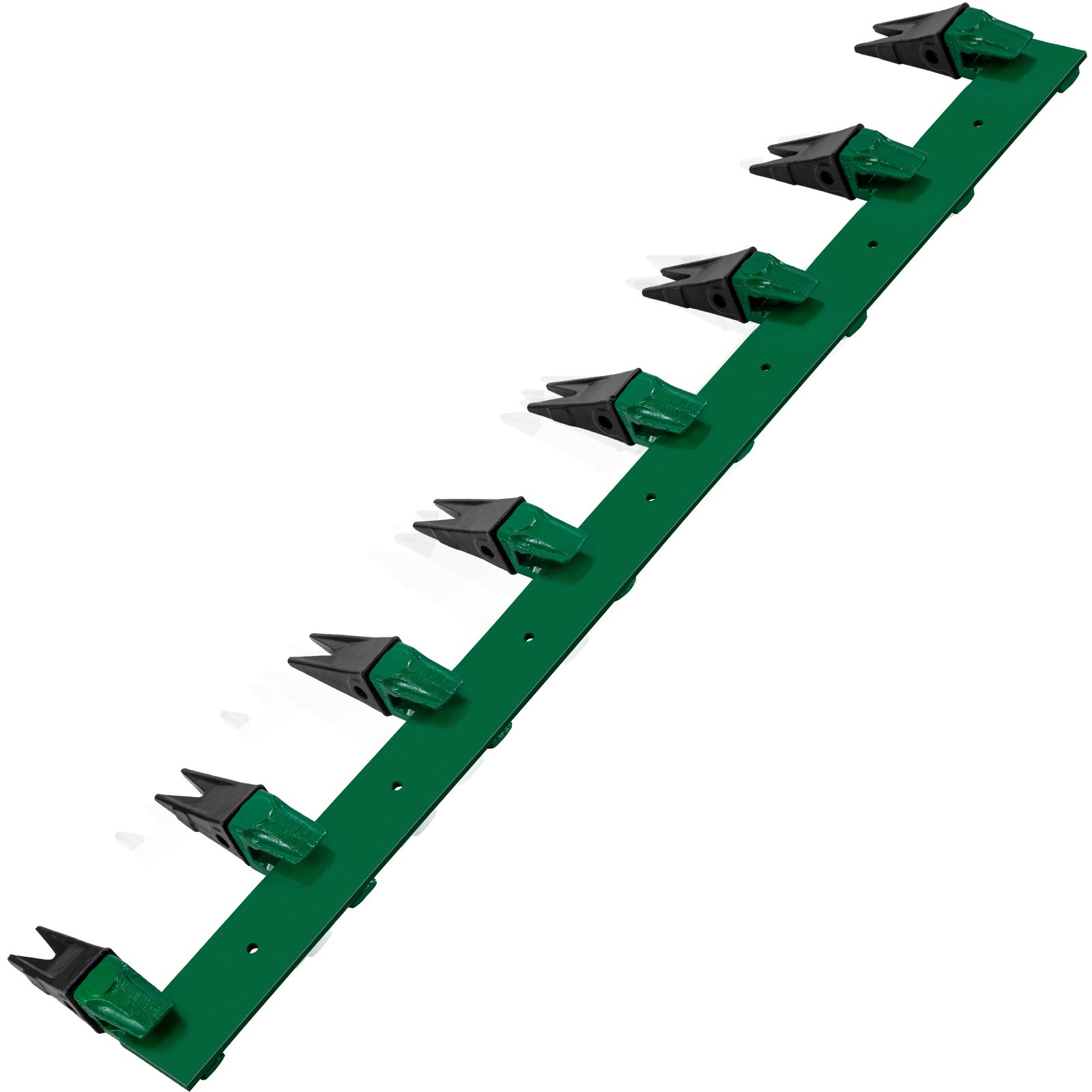 VEVOR Bucket Tooth Bar, 64'' Bolt on Tooth Bar, with 8 Weld-on Shanks and 7'' Long Replaceable Tooth, Heavy Duty Cast Iron Design, Clamp-On for Tractor Loader Bucket - No Drilling Required