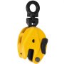yellow VEVOR plate lifting clamp with black accents and securing mechanism.