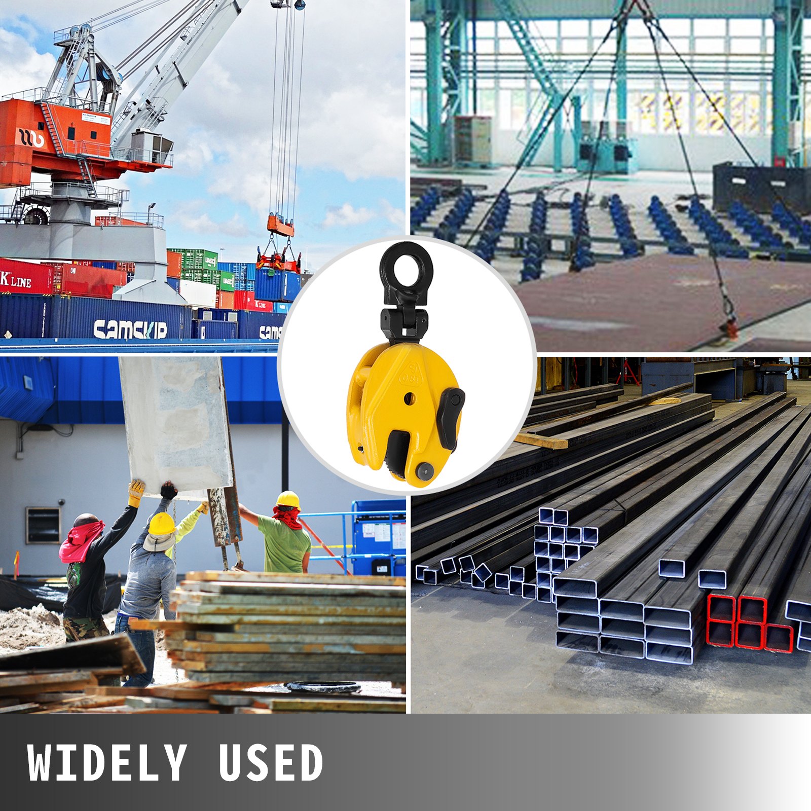 VEVOR plate lifting clamp used for lifting materials in construction and industry.